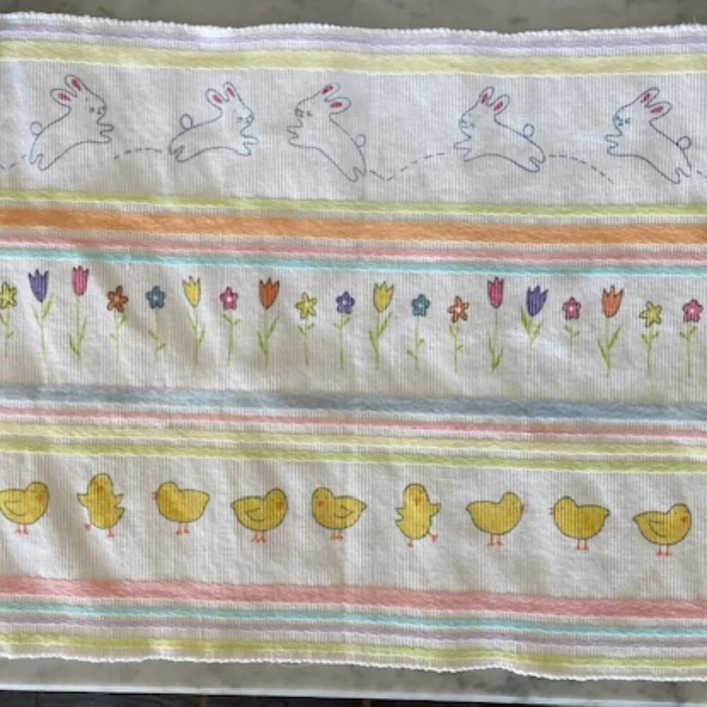 blossoms&blooms Placemats (4) Bunny, Chick, Floral Stripe Pattern from K…